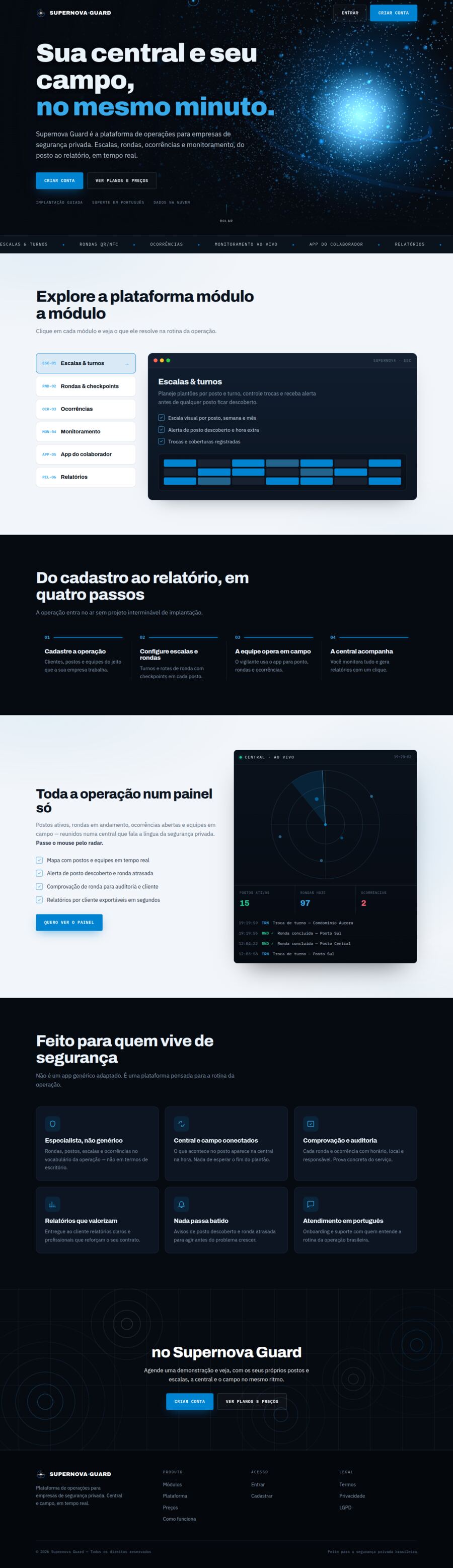 Captura de tela do site Supernova Guard